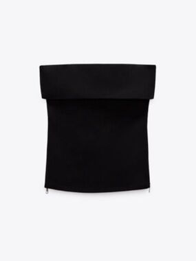 Zara Double Zip Black Tube Top | Size S | gno date night concert